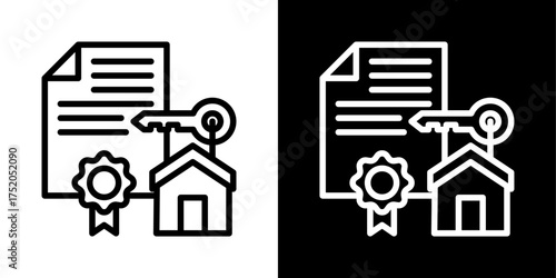 Title Deed  Icon Of Flat Black And White Style Vector 