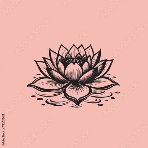 Simple Water Lily or lotus Minimalist Symbol