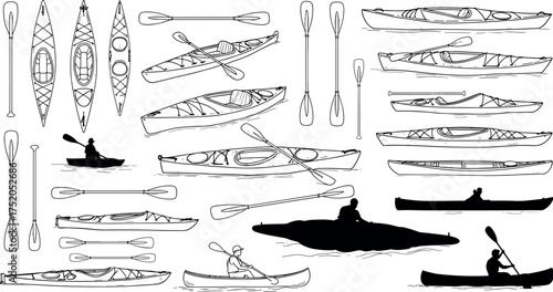 kayak, canoe, paddle, boat, water, sport, river, lake, oar, adventure, ocean, outdoor, row, fishing, silhouette,
kayak boat, canoe paddle, rowing boat, water sport, 
