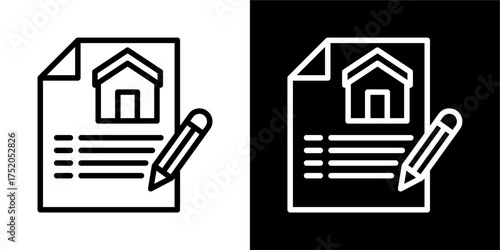 Lease Agreement  Icon Of Flat Black And White Style Vector 