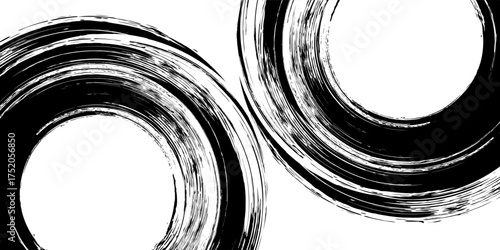Black mascara circular texture, brush stroke isolated on white background. vector illustration eps10