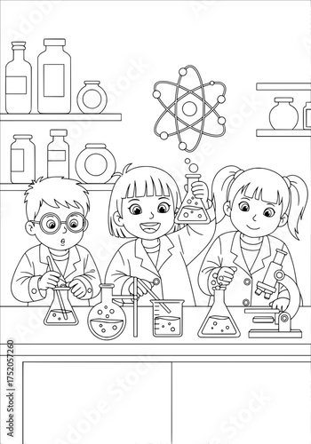children love practicing practical chemistry. coloring book