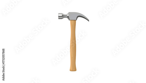 Steel Claw Hammer with Wooden Handle (Side View)