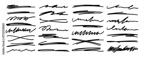 Hand drawn Grunge lines, scrawls, scribbles underlines. Underline doodle scribble illustration