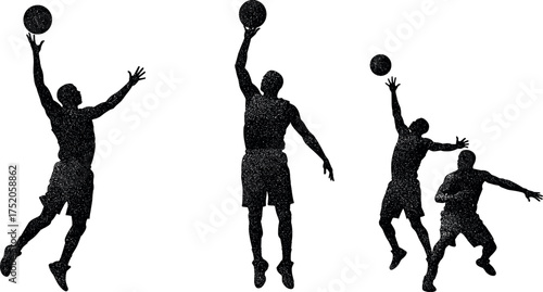 basketball, player, sport, jump, ball, game, action, dunk, match, silhouette, athlete, training, court, vector, fitness,
basketball player, sports action, jumping athlete, slam 