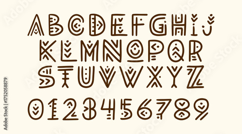 Tribal letter. hand drawn ethnic fonts