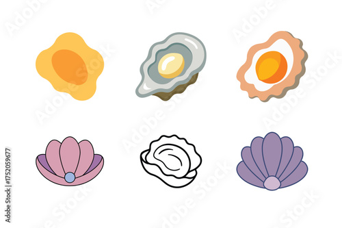Vibrant collection of seashell and oyster illustrations