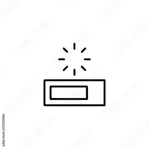 Camera flash light line icon for photography equipment. Simple vector graphic symbol for speedlight or strobe