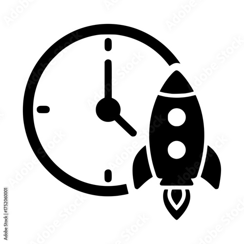 Time Launch Icon A Vector Graphic Symbolizing Speed, Progress, and Efficient Project Management