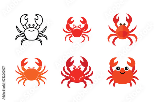 Six adorable cartoon crabs banner advertisement design
