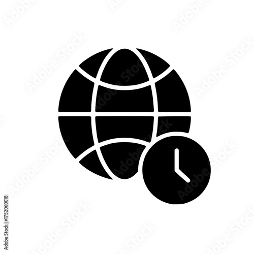 Globe Time Icon Worldwide Scheduling and Global Time Management Symbol