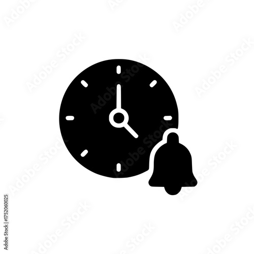 Reminder Bell with Clock Icon Stay On Time with Notification Symbols