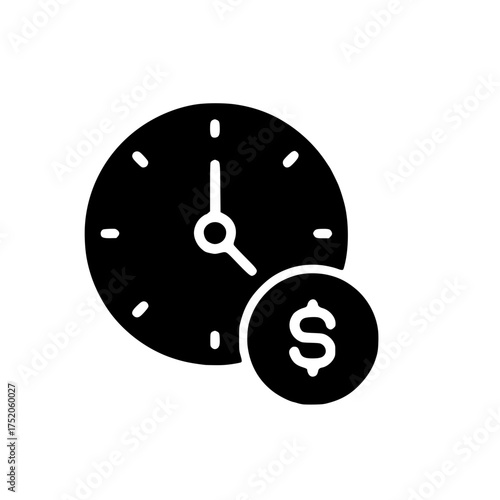 Time is money icon - a business concept illustrated with clock and dollar symbol