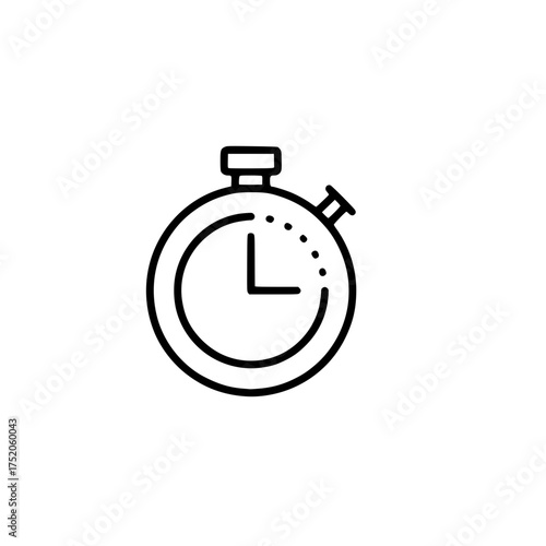 Simple line art stopwatch icon representing speed, deadline, and time measurement, an isolated vector timer graphic