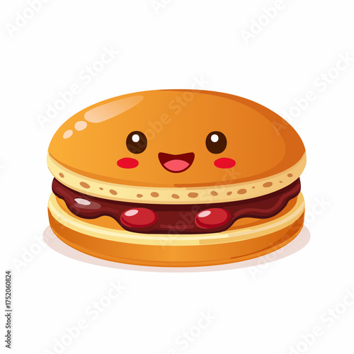 Smiling Macaroon: A cute cartoon-style macaroon with a delightful expression. The sweet treat is a perfect snack!