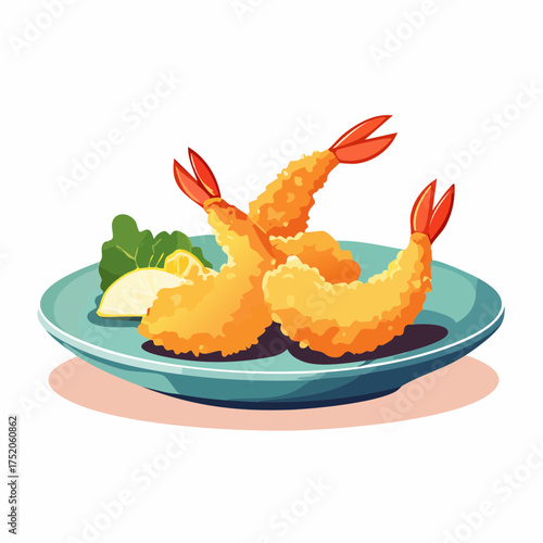 Crispy Tempura Shrimp Delights: Savor the delectable appeal of golden-fried tempura shrimp artfully arranged on a vibrant plate, a culinary celebration of texture and flavor.
