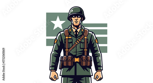 American Soldier in World War II Uniform.