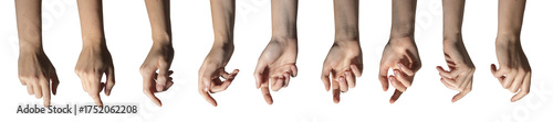 Hand with finger extended to touch or press virtual screen, woman performing digital gesture for