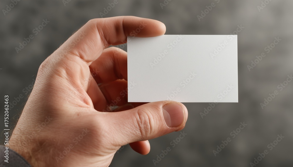 Obraz premium Business Card Being Held In Hand - This Image Shows A Hand Holding A Business Card, Presenting Information That Can Be Displayed For Promotion And Networking Purposes.