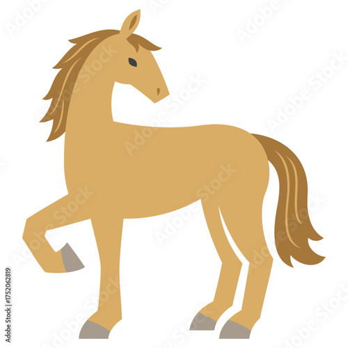 振り返る茶色い馬のイラスト