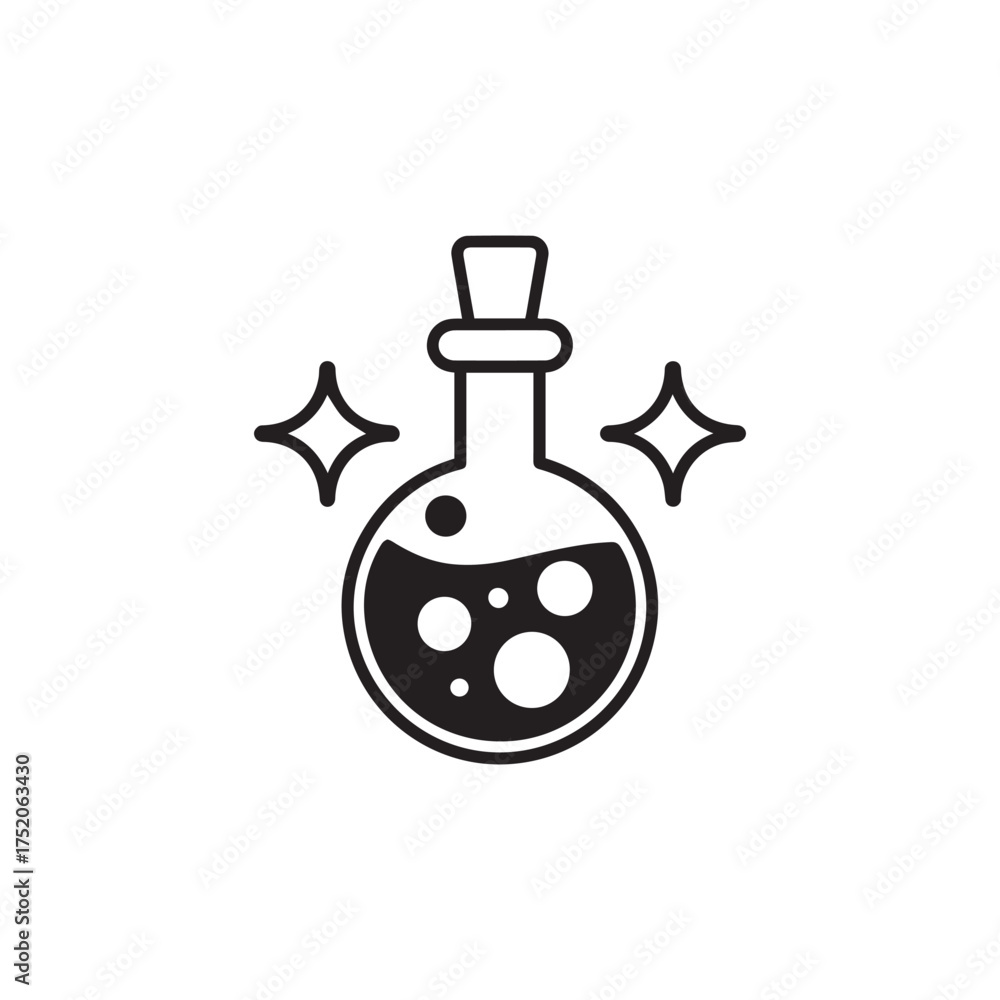 Obraz premium Magic Potion Bottle Icon with Sparkles