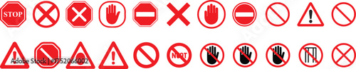 Stop Red Sign Icon, White Hand Prohibition Symbol, Do Not Enter Sign, Access Denied Warning, No Entry Vector, Restriction Icon