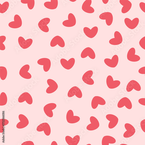 Vector seamless pattern with hand-drawn hearts. Suitable for printing, wallpaper, packaging, cards, web design, scrapbooking, and stickers.