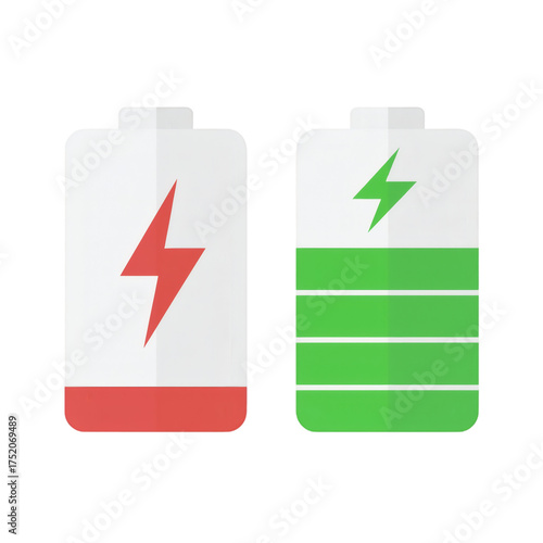 Vibrant energy levels shown with a low red battery and a full green battery
