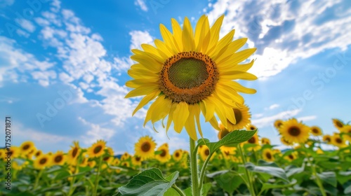 Sunny Spring & Summer Meadows: Yellow Sunflowers, Blue Skies, and Bees in Rural Flower Fields & Gardens
