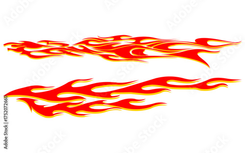 Fiery Flame Design: Dynamic flames, rendered in vibrant shades of red and yellow, leap across the scene, capturing the raw energy and visual intensity of fire. 