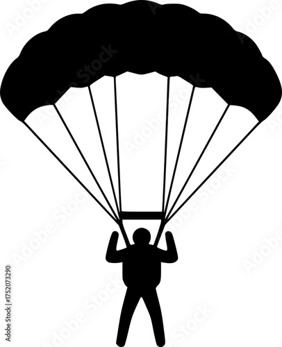 black and white vector illustration of a parachutist