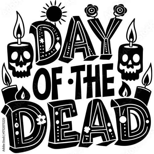 Day of the Dead typography text vector illustration