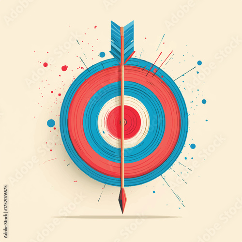 Arrow hitting bullseye target representing success focus and achieving goals with precision and accuracy