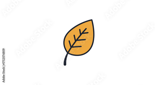 Simple leaf icon vector illustration. Yellow autumn fall foliage symbol. Minimalist nature plant element for design. Isolated outline graphic for eco or seasonal concept.