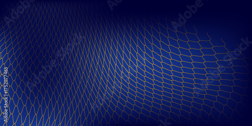 Abstract net background blue and gold for sports, Mesh texture for fishing nets. Seamless pattern for sportswear or soccer goal, volleyball net, basketball hoop, hockey, athletics. Vector