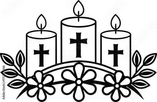 All Souls Day Illustration. Christian Remembrance Design. Holy Day Artwork. Spiritual Memorial Illustration. Faith and Prayer Design. Religious Holiday Artwork. Peaceful Candle Illustration. All Souls