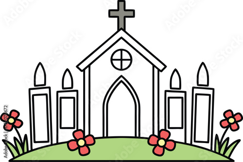 All Souls Day Illustration. Christian Remembrance Design. Holy Day Artwork. Spiritual Memorial Illustration. Faith and Prayer Design. Religious Holiday Artwork. Peaceful Candle Illustration. All Souls