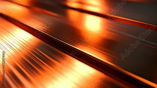 Copper metal strips illuminated