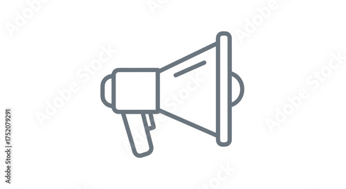 Megaphone icon for marketing and promotion. Symbol for announcement, communication, and advertising. Loudspeaker for news, alerts, and public speaking. Vector for protest.