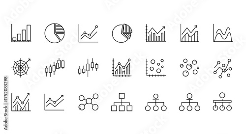 Solar energy line icon set. Renewable green power concept. Photovoltaic panel, sun, battery, and charging plug icons. Sustainable electricity for home and business. Eco finance.