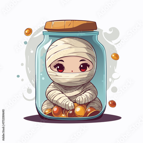 Mummy in a jar with transparent background