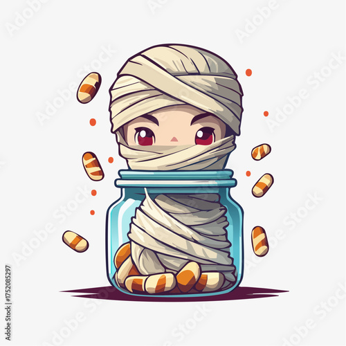 Mummy in a jar with transparent background