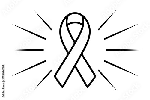 Awareness Ribbon with Rays of Light Cartoon Vector Generative AI