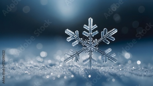 Close-up of a drifting snowflake in soft light, highlighting intricate winter patterns and Christmas 2026 festive charm.
