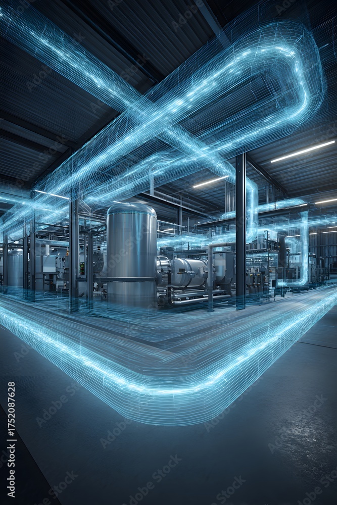 Obraz premium hydrogen energy production facility sustainable future concept