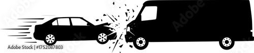 car crash, black car, black van