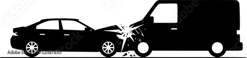 car crash, black car, black van