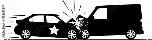 car crash, black car, black van