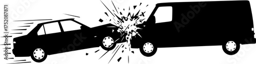 car crash, black car, black van