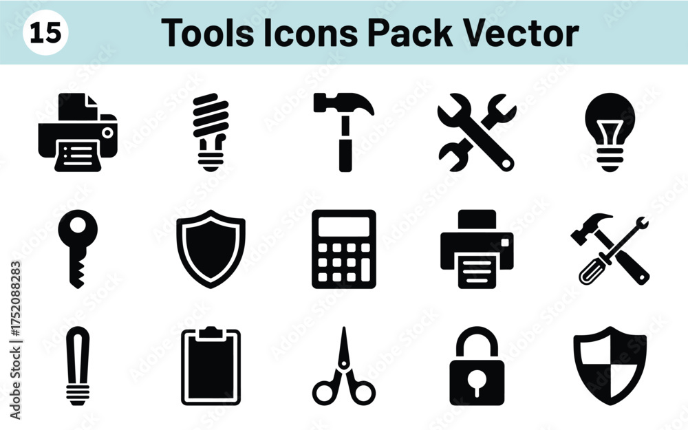 Fototapeta premium Collection of various tool and service icons vector pack